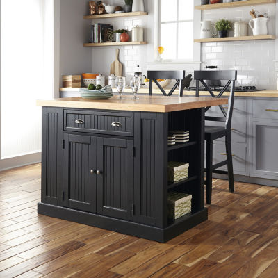 Home Styles Wood Top Kitchen Island Set Color Black Jcpenney
