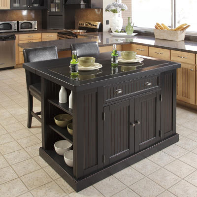 Home Styles Wood Top Kitchen Island Color Lt Brown Black Jcpenney