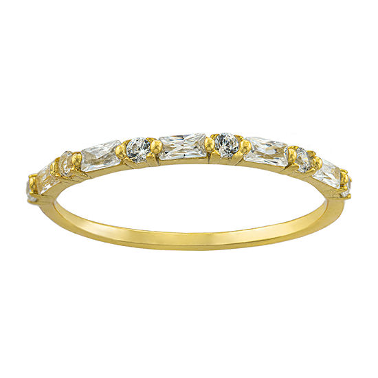 Silver Treasures Cubic Zirconia 14K Gold Over Silver Band