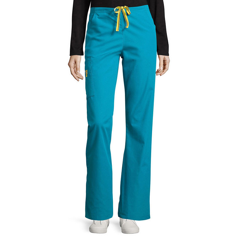 Wonder Wink Wonderwink Origins 5026 Romeo Womens 6-Pocket Flare-Leg Pants - Petite & Petite Plus, Size Petite 3X, Blue