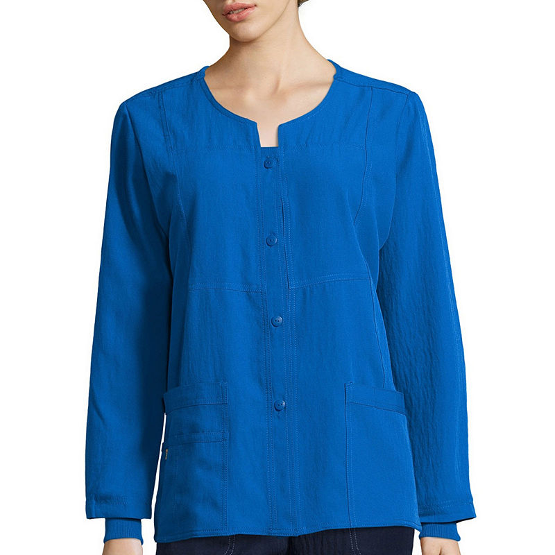 Wonder Wink Wonderwink Four-Stretch 8114 Womens Sporty Snap-Front Jacket - Plus, Size 3X-Large, Blue