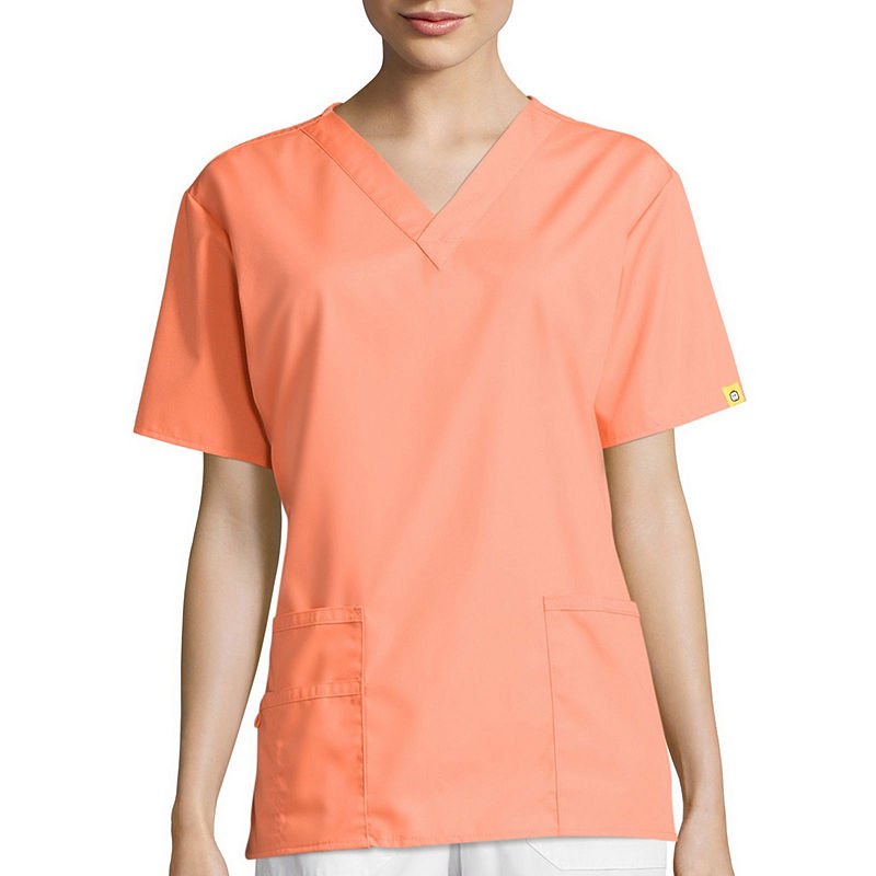 Wonder Wink Wonderwink Origins 6016 Womens Bravo Short-Sleeve 5-Pocket V-Neck Top - Plus, Size 4X-Large, Orange