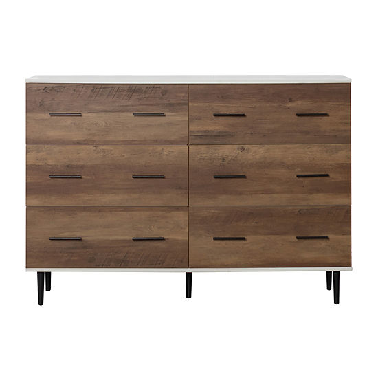 Walker Edison 6 Drawer Dresser Color Rustic Oak Jcpenney