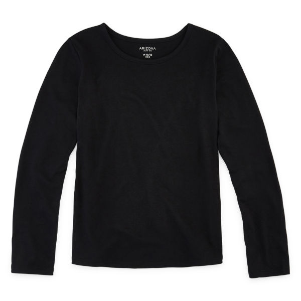 Arizona Little & Big Girls Round Neck Long Sleeve Graphic T-Shirt