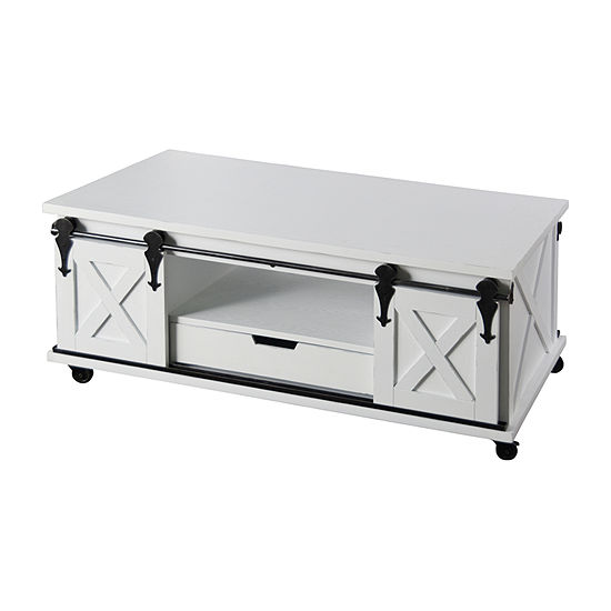 Stylecraft White With Barn Doors Coffee Table
