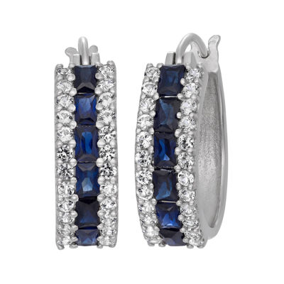 Lab-Created Blue Sapphire & White Sapphire Sterling Silver Earrings ...