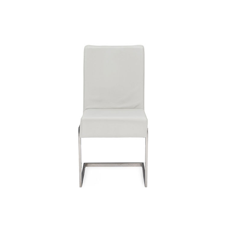 Set of 2 Toulan Modern & Contemporary White Faux Leather Upholstered Stainless Steel Dining Chairs - Baxton Studio