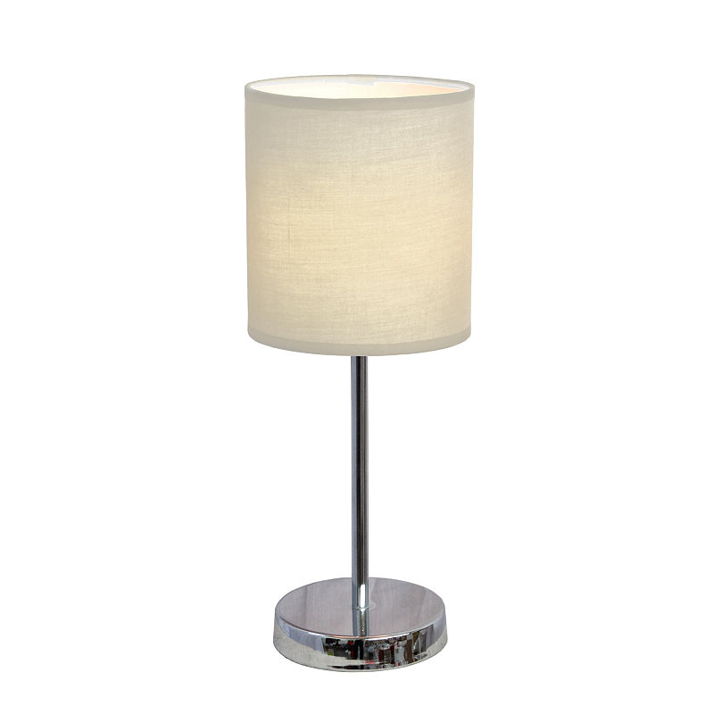 Simple Designs Metal Table Lamp, White