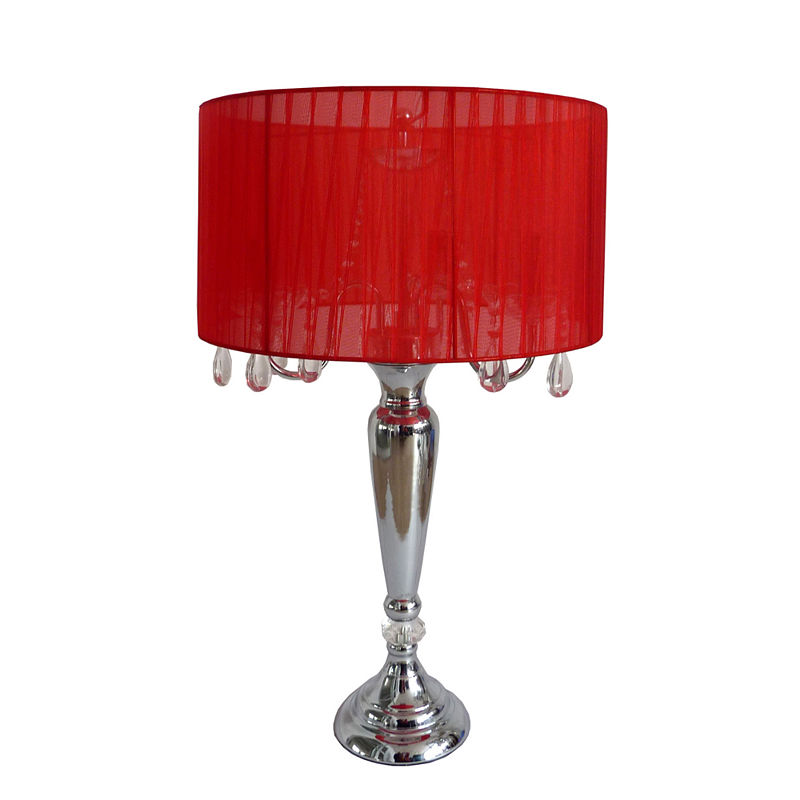 Elegant Designs Metal Table Lamp, Red