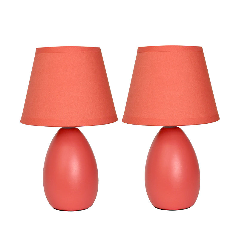 Simple Designs 2-Pc. Ceramic Table Lamp, Orange