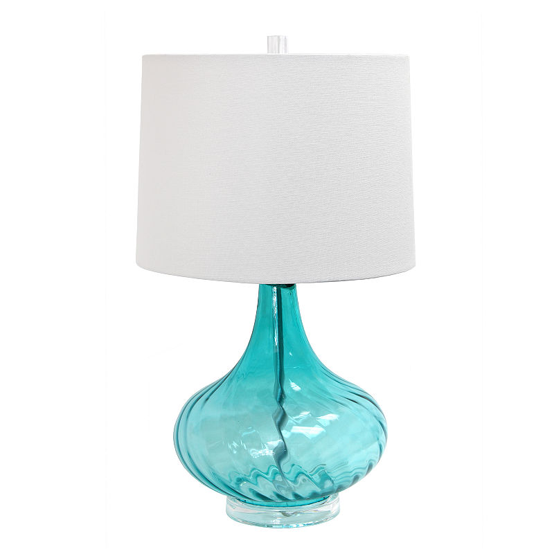 Elegant Designs Glass Table Lamp, Blue