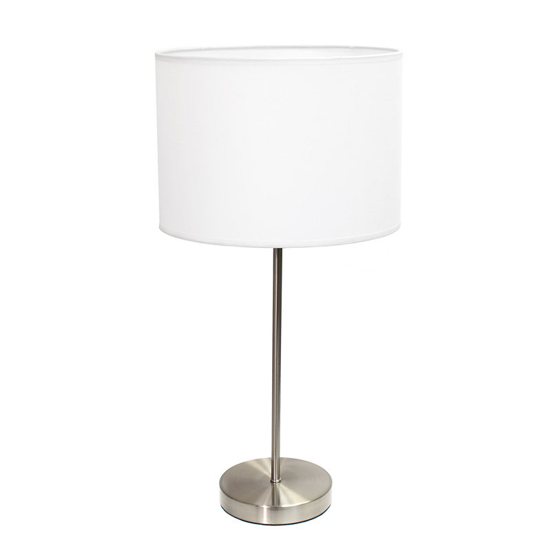 Simple Designs Metal Table Lamp, White