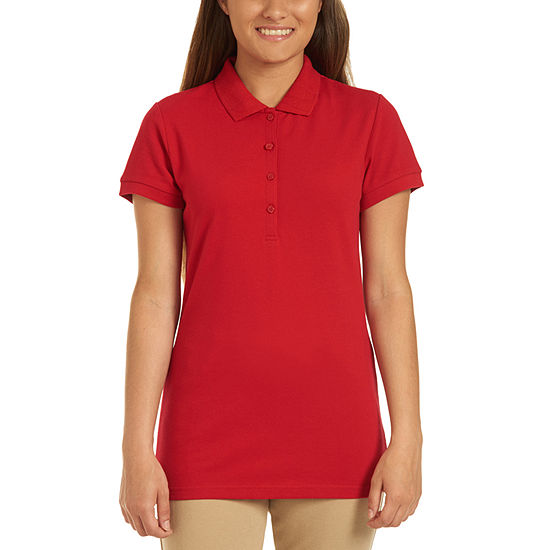 IZOD Womens Short Sleeve Stretch Pique Knit Polo Shirt Juniors