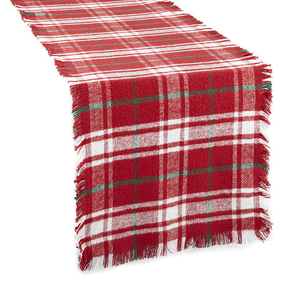 North Pole Trading Good Tidings Red Plaid Table Runner