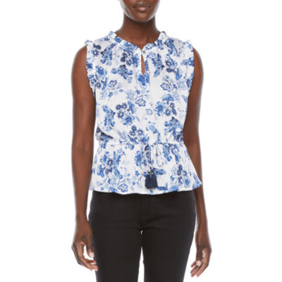 liz claiborne womens round neck sleeveless blouse