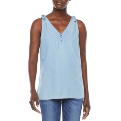 petite sleeveless blouse