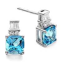Genuine Blue Topaz and Lab-Created White Sapphire Earrings