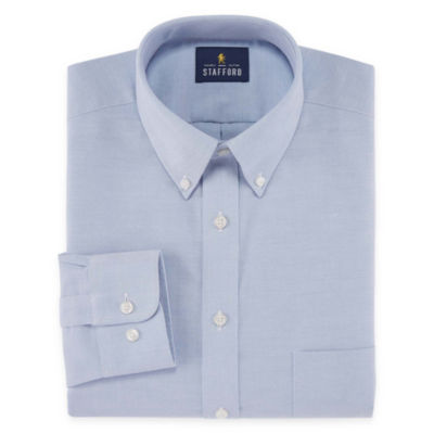Stafford Travel Wrinkle-Free Stretch Oxford Long-Sleeve Dress Shirt ...