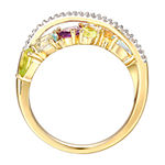 Womens Multi Color Stone 18K Gold Over Silver Infinity Cluster Cocktail Ring
