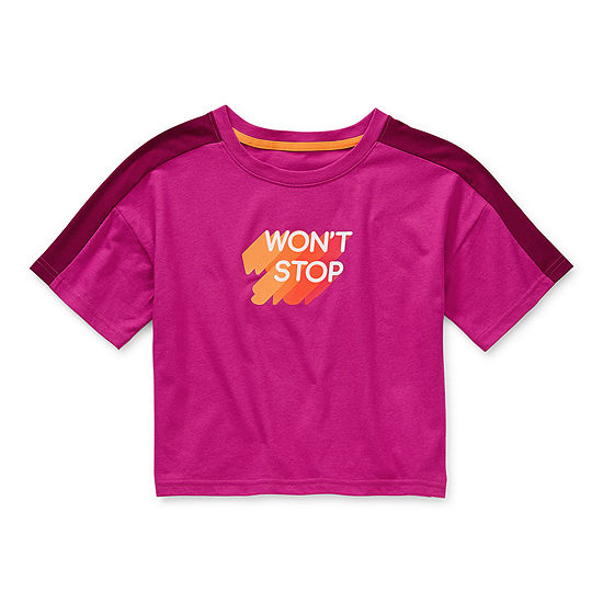 Xersion Little & Big Girls Round Neck Short Sleeve Graphic T-Shirt