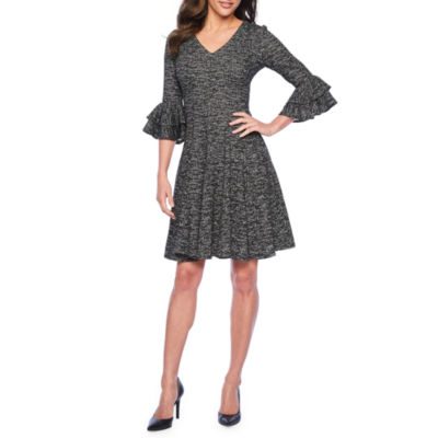 bell sleeve fit and flare dress