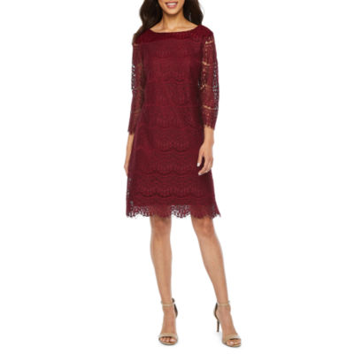 lace shift dress with sleeves