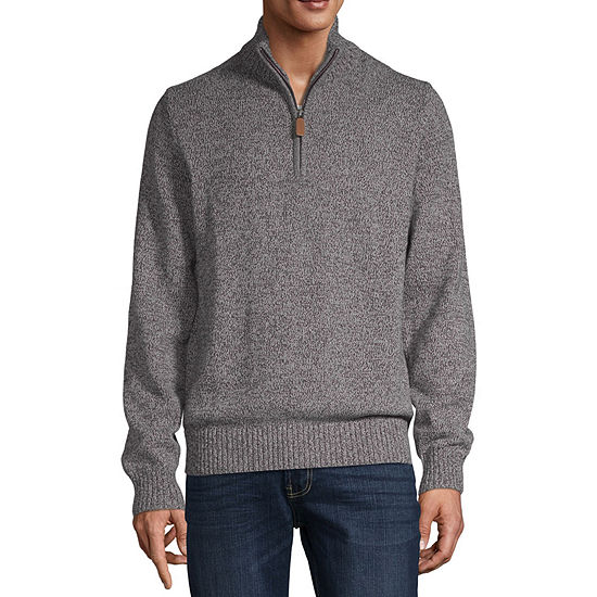 St. John's Bay Quarter Zip Mock Neck Long Sleeve Pullover Sweater ...