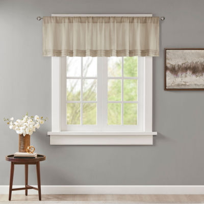 Madison Park Arlene Faux Silk Pleated Rod Pocket Tailored Valance