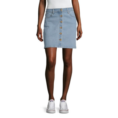 very short denim skirt