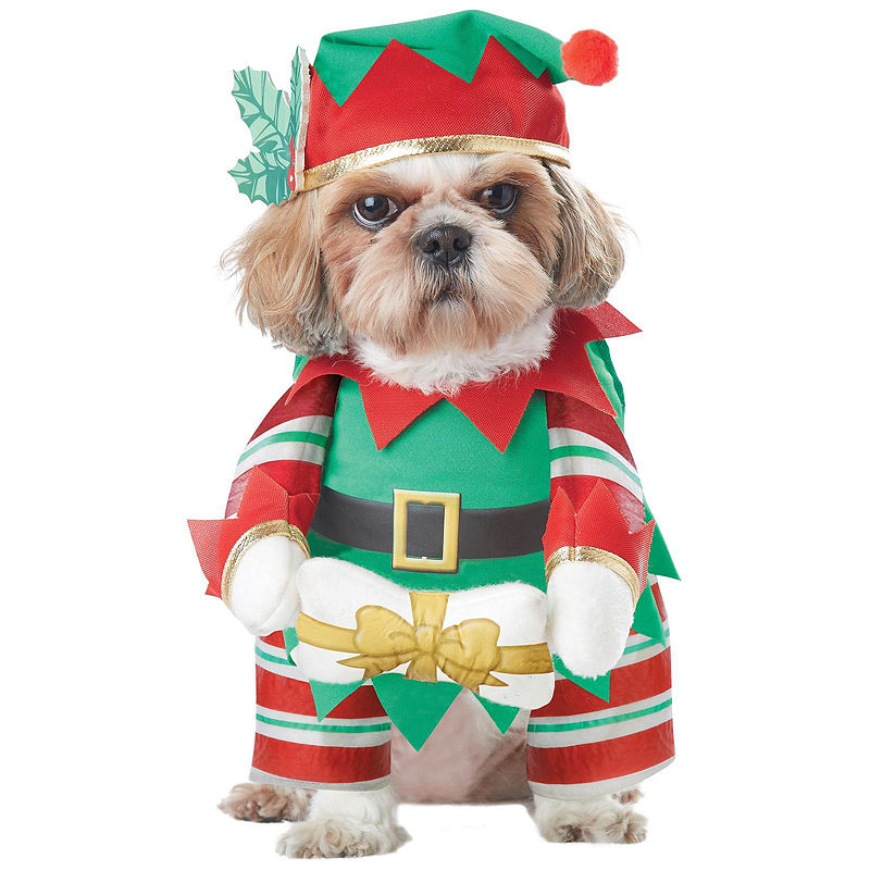 Buyseasons Elf Pup Pet Costume - Large, Red