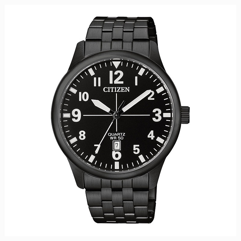 UPC 013205116780 product image for Citizen Quartz Men'S Black Ion Plated Calendar Bracelet Watch Bi1055-52E | upcitemdb.com