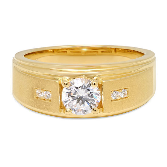 Mens 14K Gold Over Silver Cubic Zirconia Ring