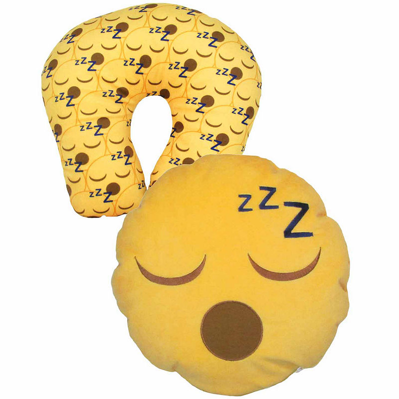Kids Preferred Emoji Sleepy Face Reversible Neck Pillow Plush Doll