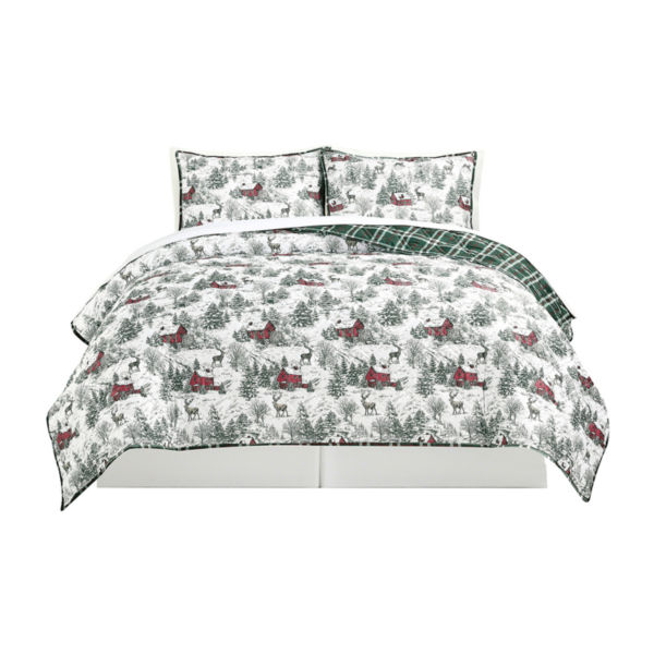 Richmond Park Cottage Toile Holiday 3-pc. Reversible Quilt Set