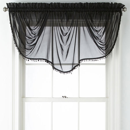 Home Expressions Lisette Sheer Imperial Beaded Valance, One Size , Black