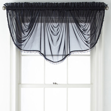 Home Expressions Lisette Sheer Imperial Beaded Valance, One Size , Blue