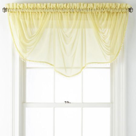 Home Expressions Lisette Sheer Imperial Beaded Valance, One Size , Yellow