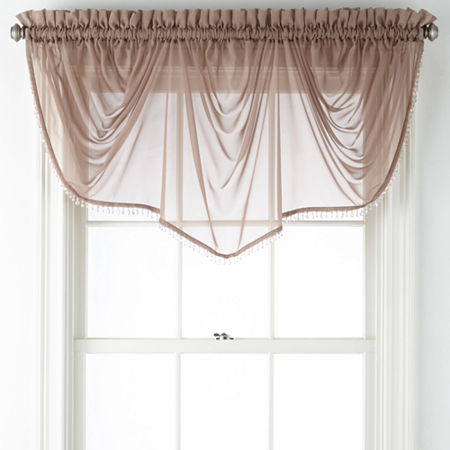 Home Expressions Lisette Sheer Imperial Beaded Valance, One Size , Pink