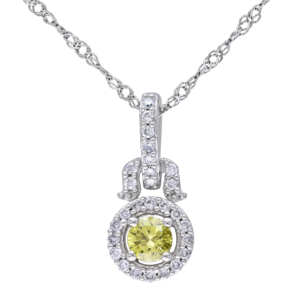 1/4 CT. T.W. White & Heat Treated Yellow Diamond Pendant, Womens
