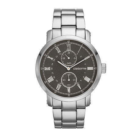 Claiborne Mens Black Dial Silver-tone Multifunction Watch – Chatterbox