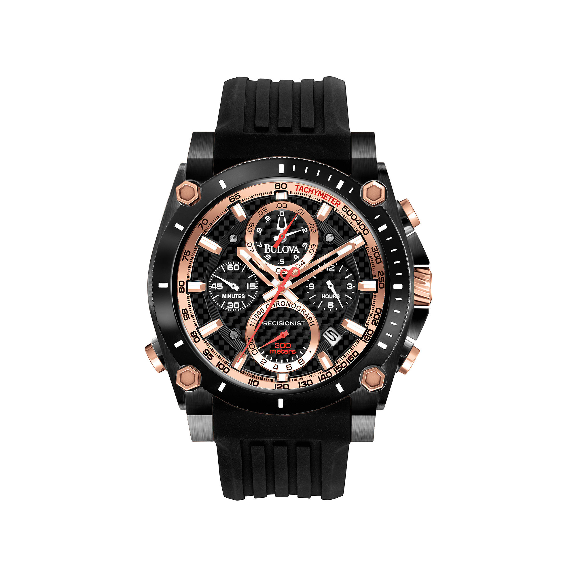 Bulova Precisionist Mens Chronograph Rubber Strap Watch