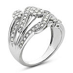 diamond blossom 1/2 CT. T.W. Diamond Cluster Sterling Silver Orbit Ring