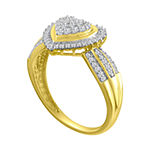 Womens 1/3 CT. T.W. Genuine White Diamond 10K Gold Heart Cocktail Ring