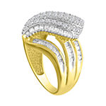 Womens 1 CT. T.W. Genuine White Diamond 10K Gold Cocktail Ring