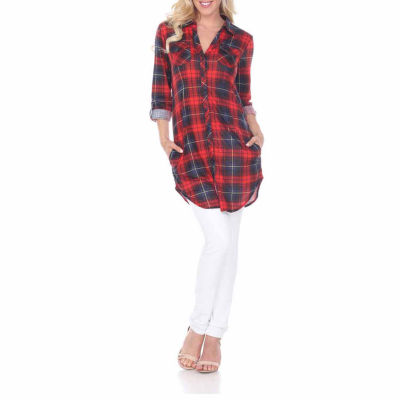 White Mark Piper Plaid Tunic Top JCPenney