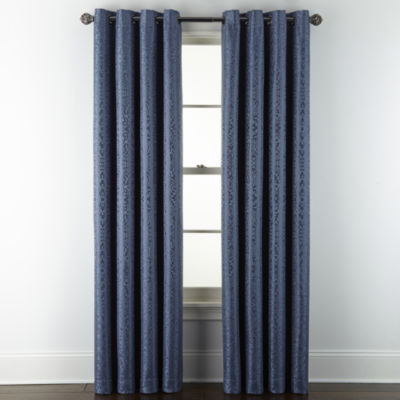 JCPenney Home Plaza Tapestry Blackout Grommet Top Single Curtain Panel