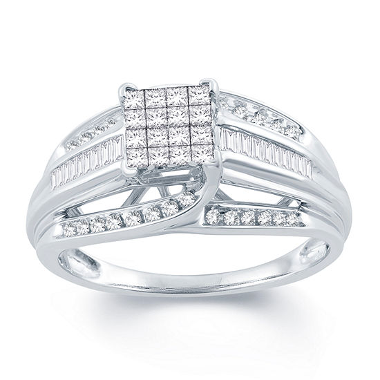 Womens 1/2 CT. T.W. Genuine White Diamond 10K Gold Engagement Ring