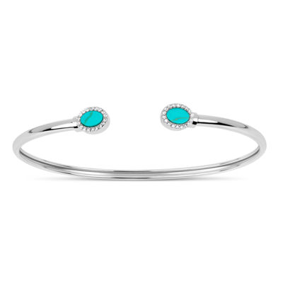 Womens Simulated Turquoise Sterling Silver Bangle Bracelet JCPenney