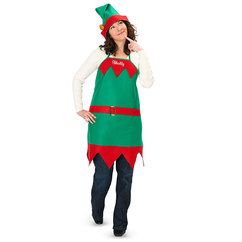 Buyseasons Elf Holiday Apron And Hat - Adult/One-Size, Green