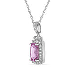 Womens Lab Created Pink Sapphire Sterling Silver Pendant